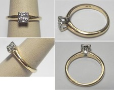V333 Vintage Solid 14K Yellow Gold Diamond Solitaire Engagement Ring, Sz 6.25