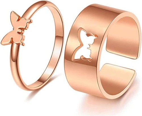 TikTok Butterfly pinky Promise Ring set 2pcs Cute Matching Butterfly Ring Stainl