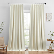 Pinch Pleated Linen Blackout Curtains Two Pages,90 Inches Long,100 Blackout,Tex