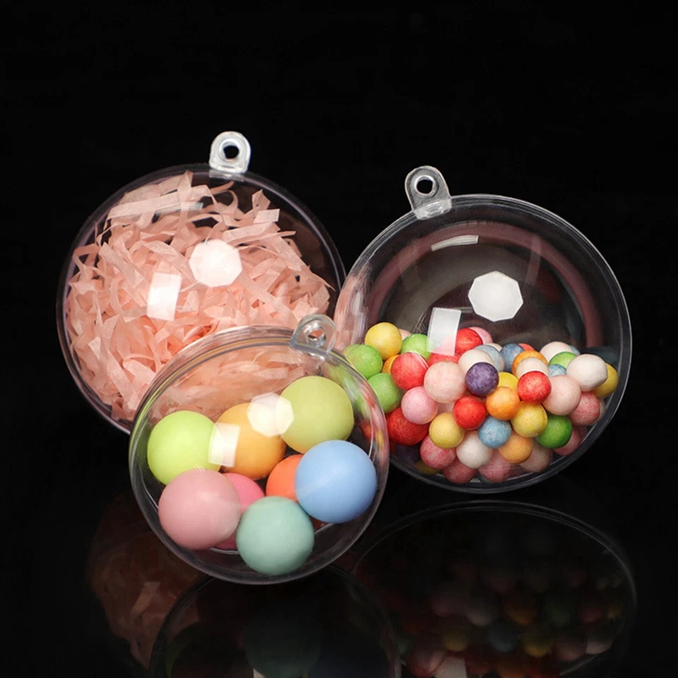 5pcs Clear Plastic 2-Part Hollow Spheres - Round Fillable Orbs for Wedding - Image 3 of 4
