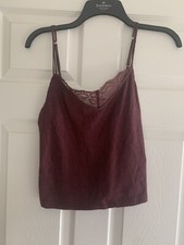 Abercrombie Fitch Tank Top Lace Crop Sleepwear Medium - Brown - NEW NWT