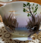 SWAN LAKE SUNSET - NUMBERED! NORCREST TEACUP Bone China Hand Painted ANTIQUE VTG — photo 3