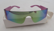 milramtob Futuristic Wrap Around Sunglasses Y2K Silver Trendy Rimless Glasses