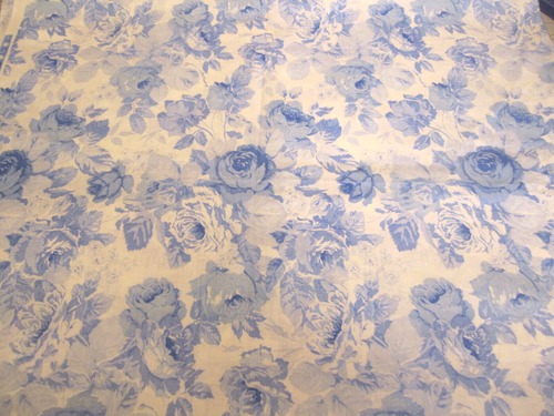 Cotton Fabric Light Blue Large Roses on White Cotton Quilt Craft BTY x 44
