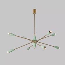 Eight Arm Light Brass Sputnik Starburst Ceiling Chandelier Ceiling Fixture