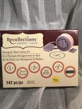 Recollections Signature Monogram Wood Stamp Kit  142pc Scrapbook Paper Craft NEW
