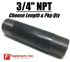 3/4" Black Pipe Steel Nipple Fitting NPT Malleable Iron Schedule 40 CHOOSE SIZE