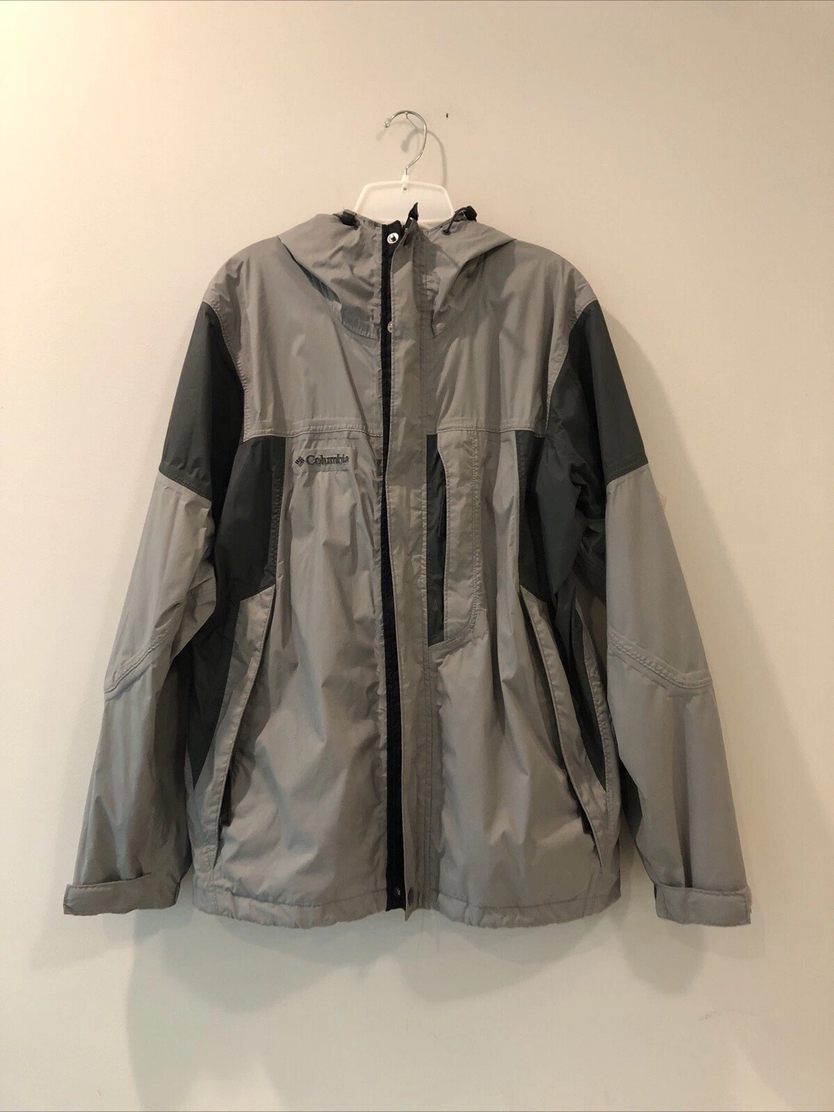 Columbia Interchange Jacket Mens M Packable Gray Windbreaker