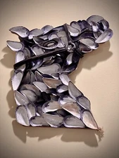 Horse Head Made From Mussel Shells, On Heavy Particle Wood  With Leather Bridle