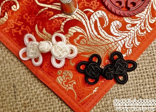 Chinese Eastern Style Black Cream White Cord Frog Fastening Closure Trim MA733 - Picture 3 of 7