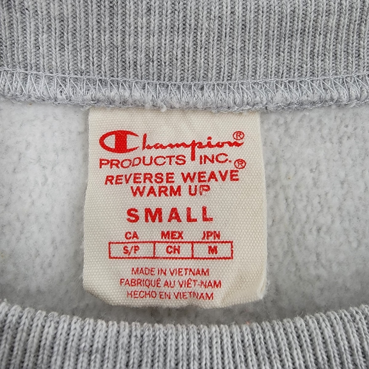 Champion Vintage Reverse Weave Warm Up Logo Gray Crew Neck
