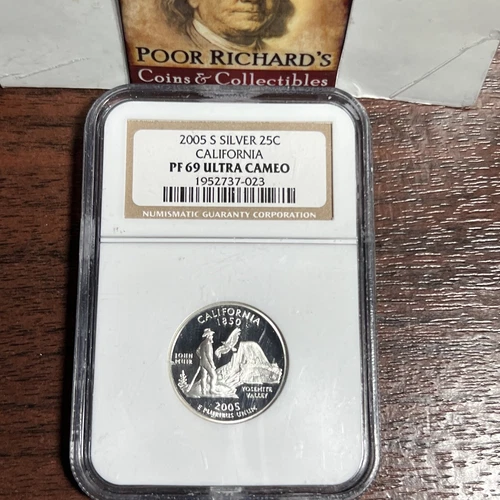 2005S California Silver State Quarter NGC Cert PF 69 Ultra Cameo. Free Ship X128