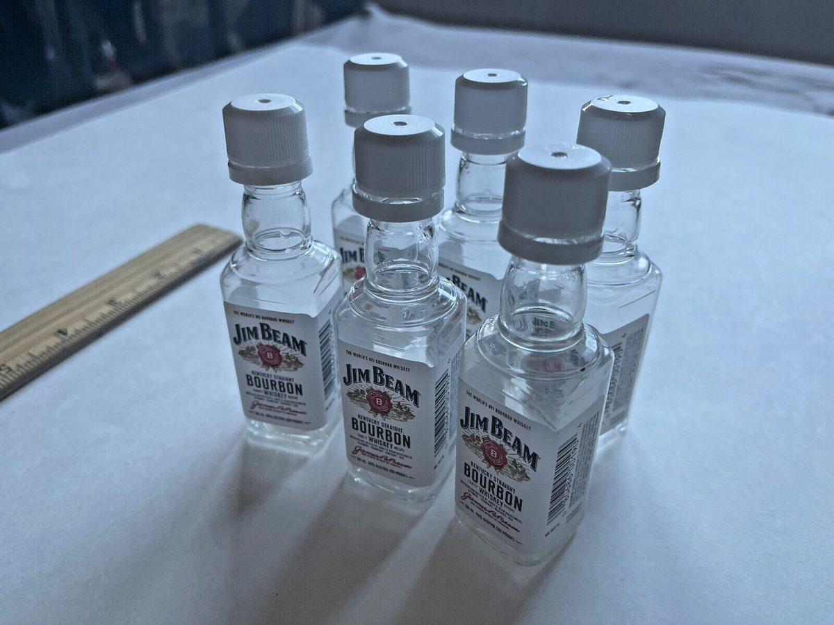 6 EMPTY Jim Beam Ky. Straight Bourbon Whiskey 50ml Miniature
