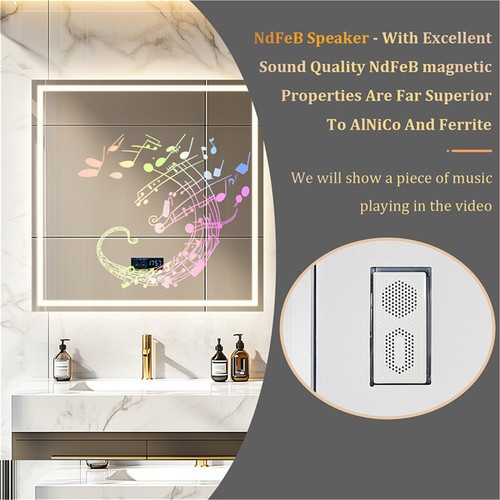 80CM Bluetooth LED Bathroom Mirror Frontlit+Backlit Makeup Mirror Defog Dimming - Picture 9 of 15