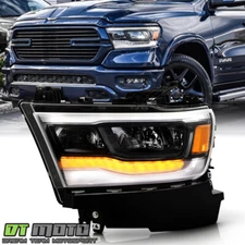 For 2019-2023 Dodge Ram 1500 Black FULL LED DRL Reflector Headlight Left Driver