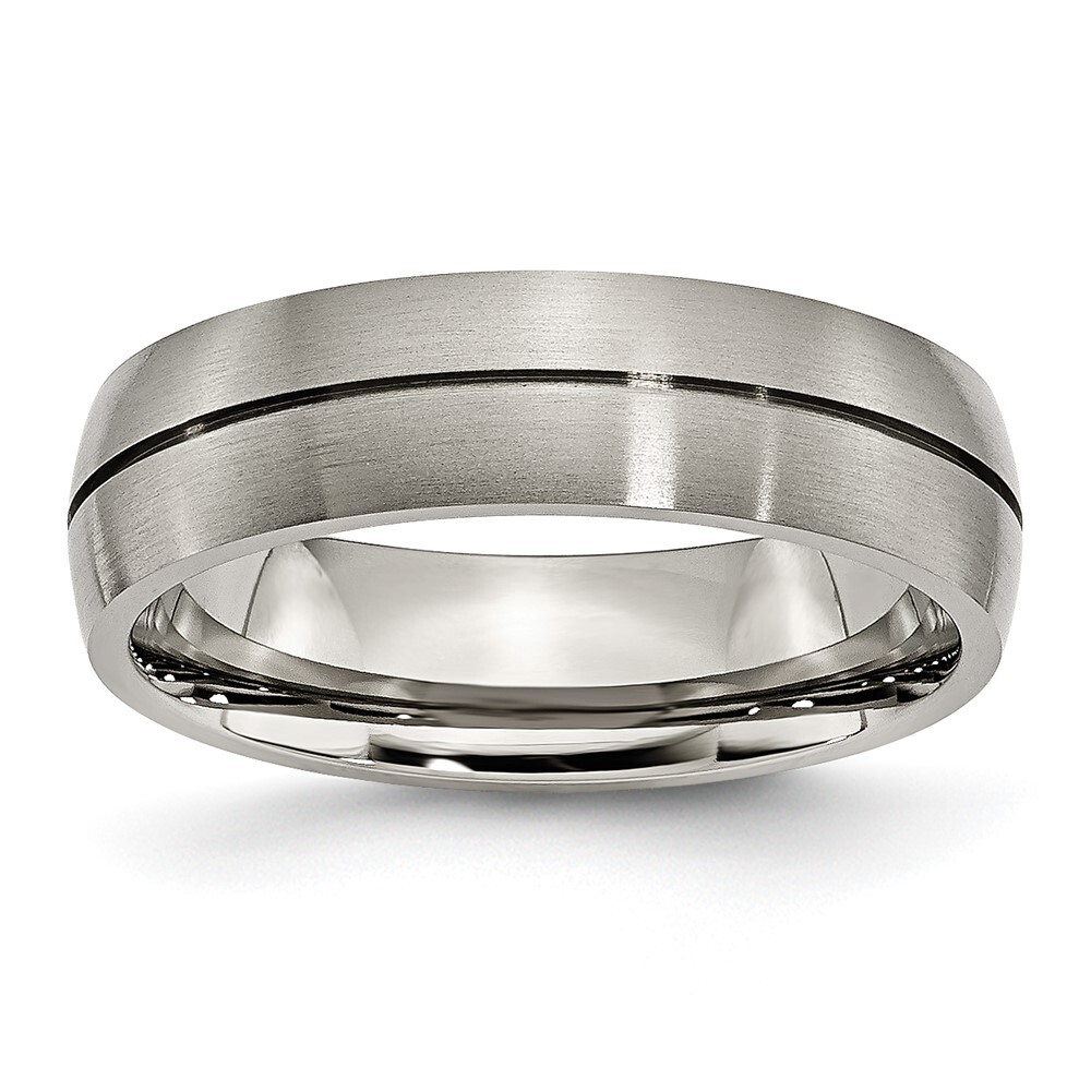 Titanium Satin 6mm Grooved Band Ring Size 9 for Men 3.19gm