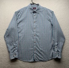 UNTUCKit Raybum Button Up Shirt Mens XL Wrinkle Free Blue Green Plaid Check