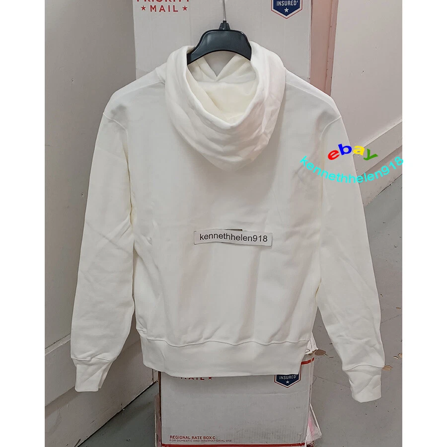 OFF WHITE FELPA CON CAPPUCCIO CHAMPION REVERSE WEAVE LOGO MARMO APPLIQUE BIANCO PANNA UOMO TAGLIA MEDIA