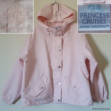 Princess Cruises Logos Zip & Snap Pink Women's S Hooded Lined Windbreaker Jacket