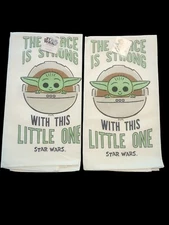 Lot of 2 Disney Star Wars Dish Kitchen Tea Towel  Decor 19x25 inches WHITE NEW 