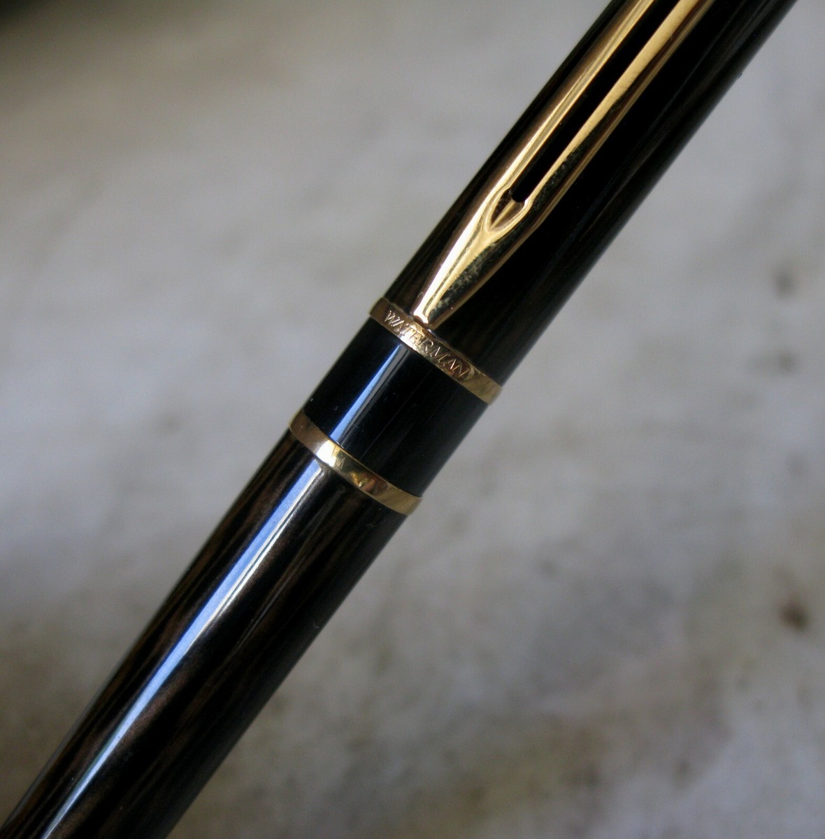 Stylo Plume Waterman En Résine Boisée - Plume En Plaqué Or Taille Moyenne - Occasion