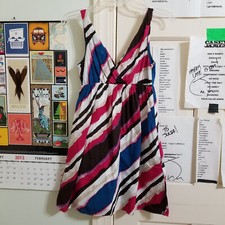 Old Navy dress XS watercolor striped sleeveless surplice v-neck pockets mini
