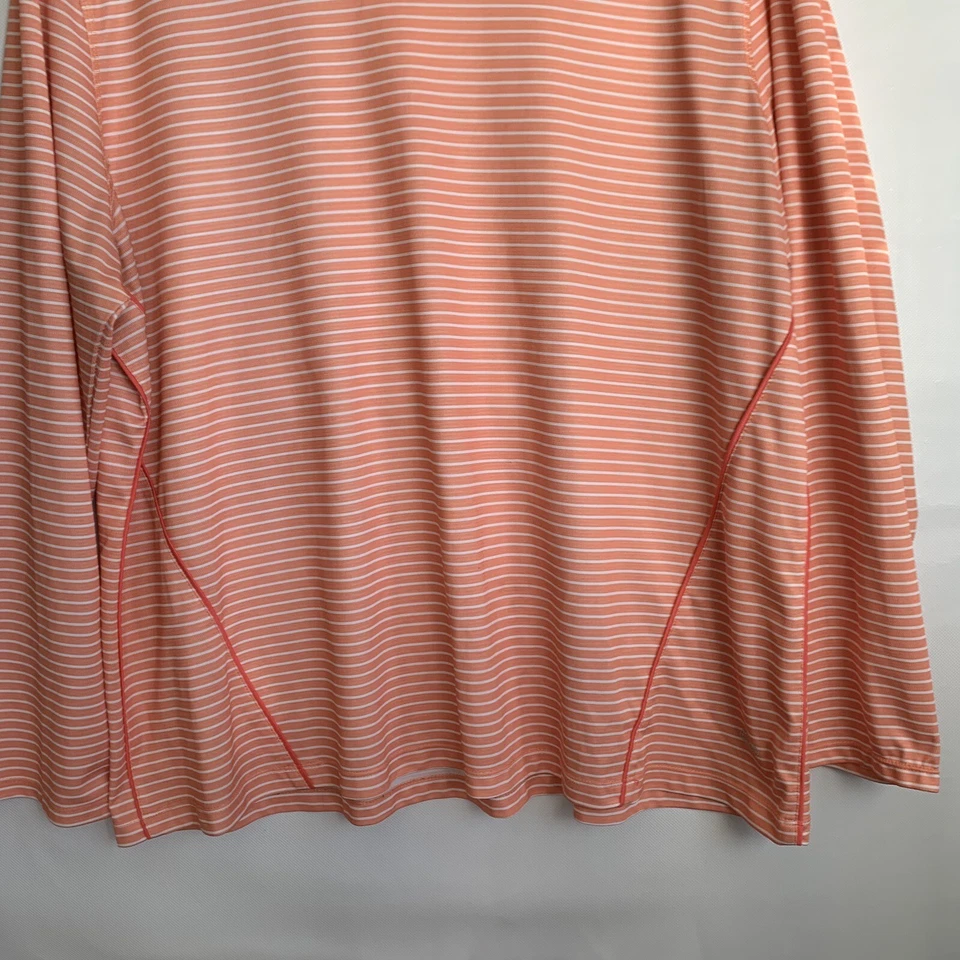 Camiseta deportiva Reel Legends para mujer manga larga talla grande 2X rayas anaranjadas Foto 3 de 4