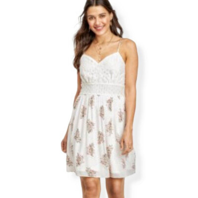 NWOT Maurices Floral Skater Dress with Lace Top - Large - | eBay