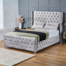 Image of MAYFAIR OTTOMAN CHESTERFIELD BED FRAME GAS LIFT STORAGE & ORTHOPAEDIC MATTRESS