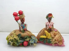 2 Vintage Souvenir Doll Lot Chiquita Jamaica Bahamas Island Fruit 1960s