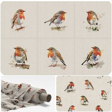ROBIN Linen Look Cotton Fabric - CUSHION PANELS and by the Metre