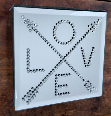 Mirrored Trinket / Jewelry Box Austrian Crystal LOVE Design w/ Arrows Unique