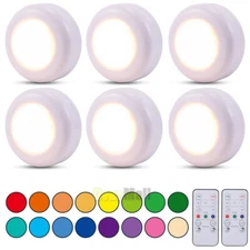 6 Pack LED Puck Lights 16 Colors with Remote - 3 Modes Under Cabinet