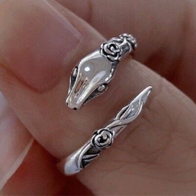 Elegant 925 Sterling Silver Charm Fashion King Cobra Snake Ring One Size Fit All
