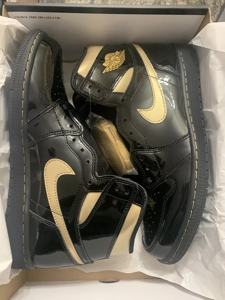 Nike Air Jordan 1 Retro High Black Metallic Gold Patent 555088-032 New Size  10 | eBay