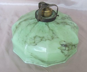 VINTAGE-1930s-LARGE-LIGHT-FIXTURE-LAMP-GREEN-OPALINE-GLASS-SCONCE-w-BRONZE-SOCKE
