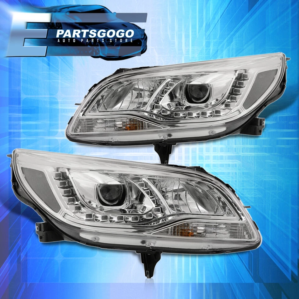 For 13-15 Chevy Malibu Chrome LED DRL Halo Projector Headlights Lamps Left+Right Foto 4 de 4