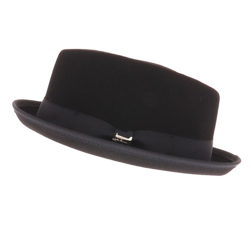 Whiteley 100 % Wolle tiefschwarz Pork Pie Hut Diamond Top komplett gefüttert 3 Größen - Bild 5 von 6