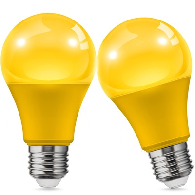 Yellow Bug Light Bulbs Outdoor A19 9W Bug Lights for Outside 60W Equivalent 2...