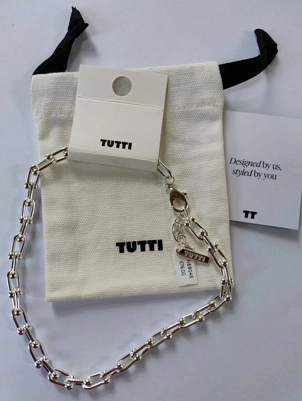 Tutti & Co Belong Necklace Link Chain Necklace, Silver 39cm - 43cm
