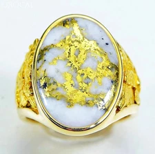 Gold Quartz Ring "Orocal" RM627Q Genuine Hand Crafted Jewelry - 14K Gold Casting