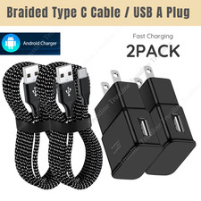 2X Super Adaptive Charger For Samsung Android USB Plug 10Ft Type C Braided Cable