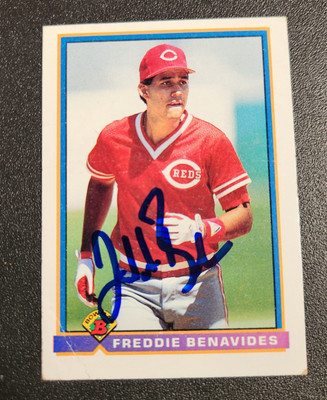 Freddie Benavides Autograph Signed 1991 Bowman Cincinnati Reds