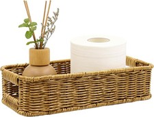 Small Woven Basket Toilet Tank Basket Bedroom Kitchen Bathroom Shelf Organizer