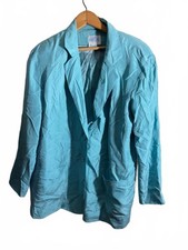 Vintage Winter Silks 100 Silk Light Blue Casual Blazer Jacket XLP