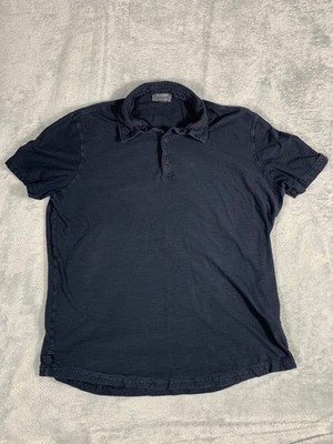 Falconeri Polo Shirt Mens L Navy Blue Short Sleeve Made in Italy Cotton