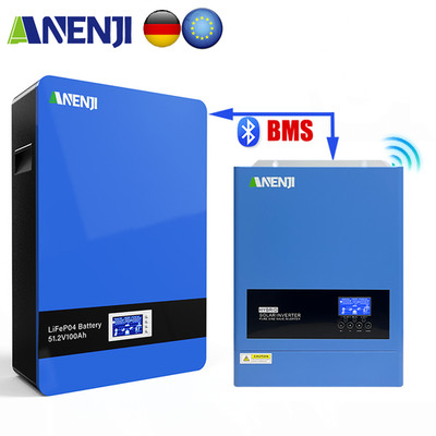 5.12KWh Batterie 100AH LiFePO4 Speicher+6.2KW 48V Solar Wechselrichter Inverter