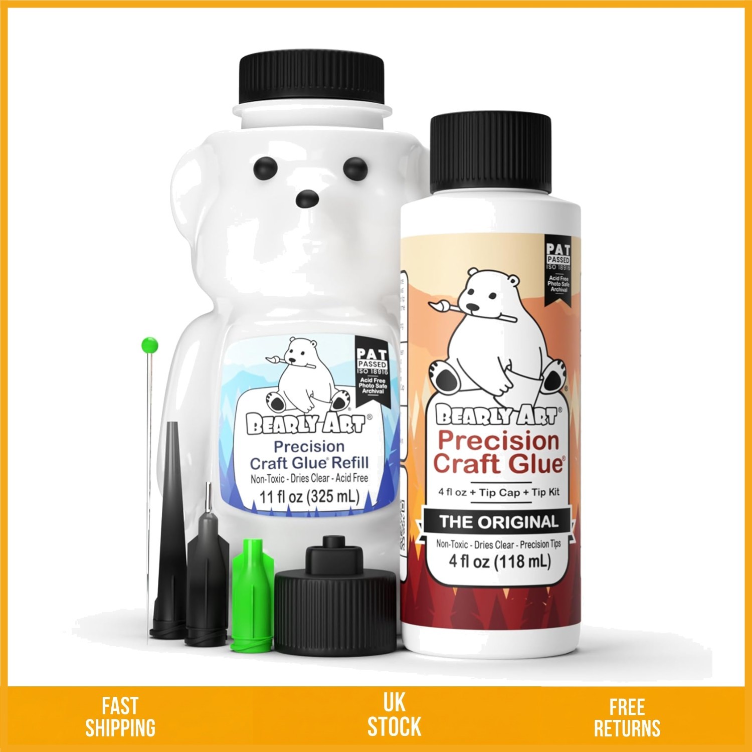 Fast Drying Clear Precision Craft Glue Bundle with Tips 4 oz and 11 oz Refill