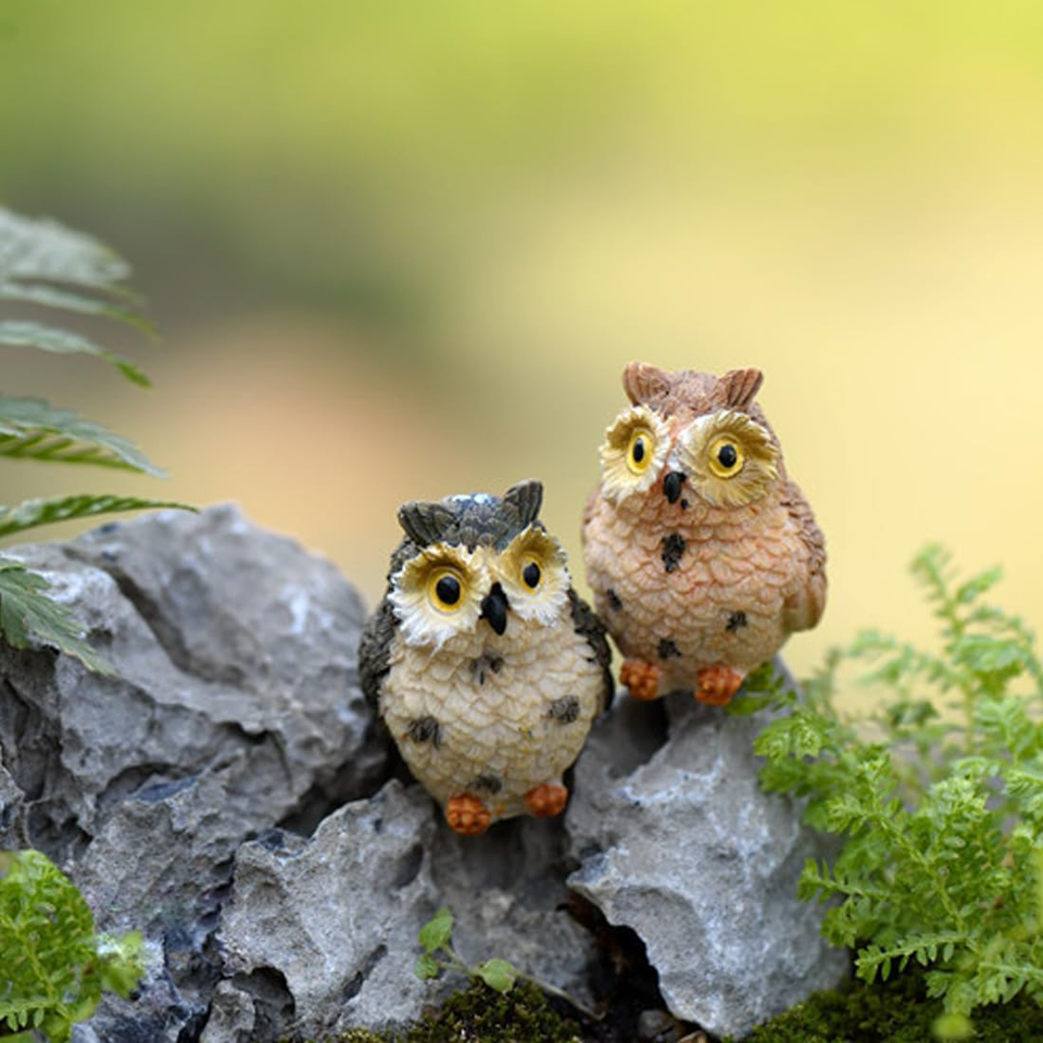 Mini Owls 4 Pack Tiny Owls Little Owl Figurines Mini Resin Animals ...