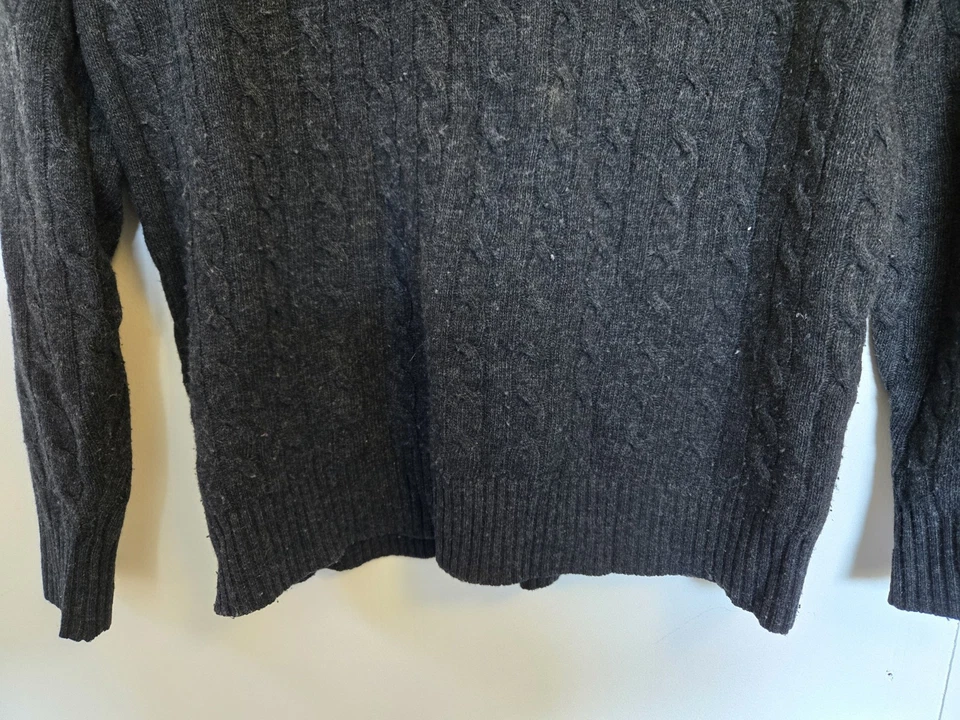 J Crew Sweater Mens L Grey 1/4 Zip Lambswool Angora Rabbit Cashmere Cable Knit - Image 3 of 4